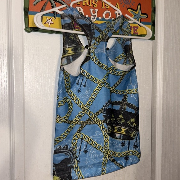 VINTAGE Y2K 2000’s CROWN ROYAL COBALT BLUE CHAIN STRETCHY TANK TOP - Picture 6 of 10